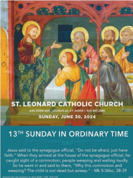 13th Sunday in Ordinary Time Worship Aid and Bulletin for St Leonard